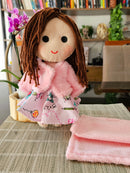Kit Roupinha boneca (Casaco, blusa, saia, calcinha e toalha)