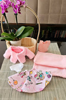 Kit Roupinha boneca (Casaco, blusa, saia, calcinha e toalha)